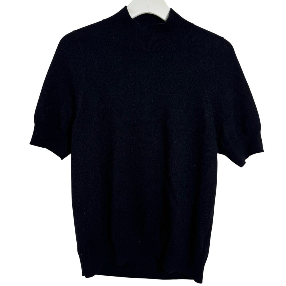 Maeve Mock Neck Plus Size Short Sleeve Sweater Women 2X Black Quite Luxury